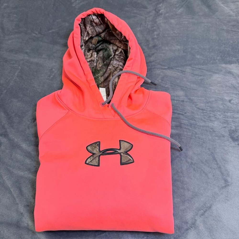 Under Armour Women M Storm 1 caliber Hoodie Pink Real Tree Camo ColdGear 1286058